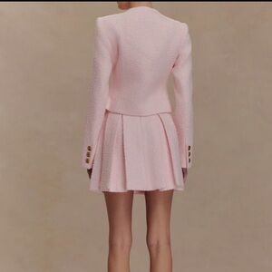 Elegant Pink Textured Blazer Dress